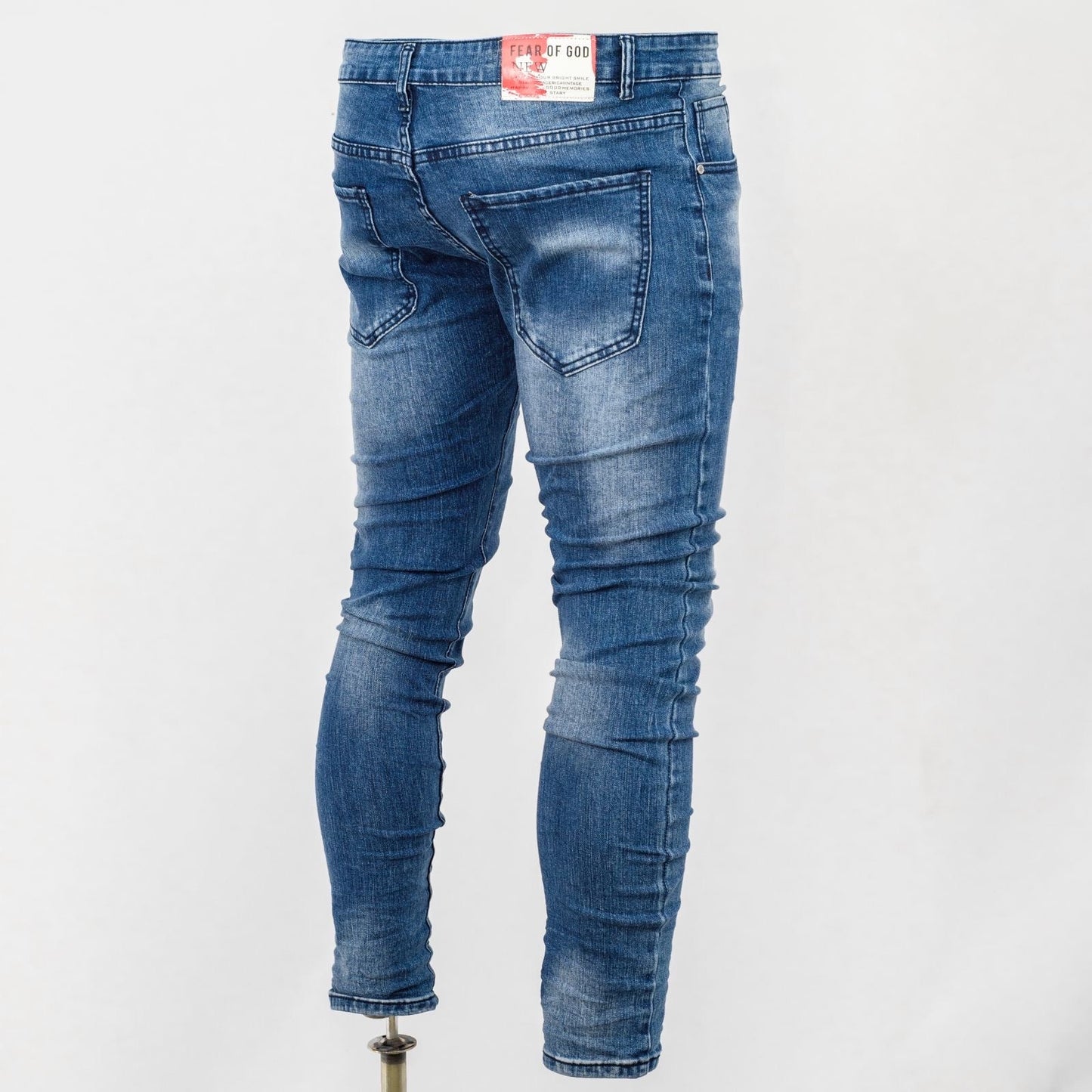 Men's denim skinny ripped jeans