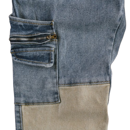 Men's Slim fit Utility Patchwork Cargo Denim Jeans