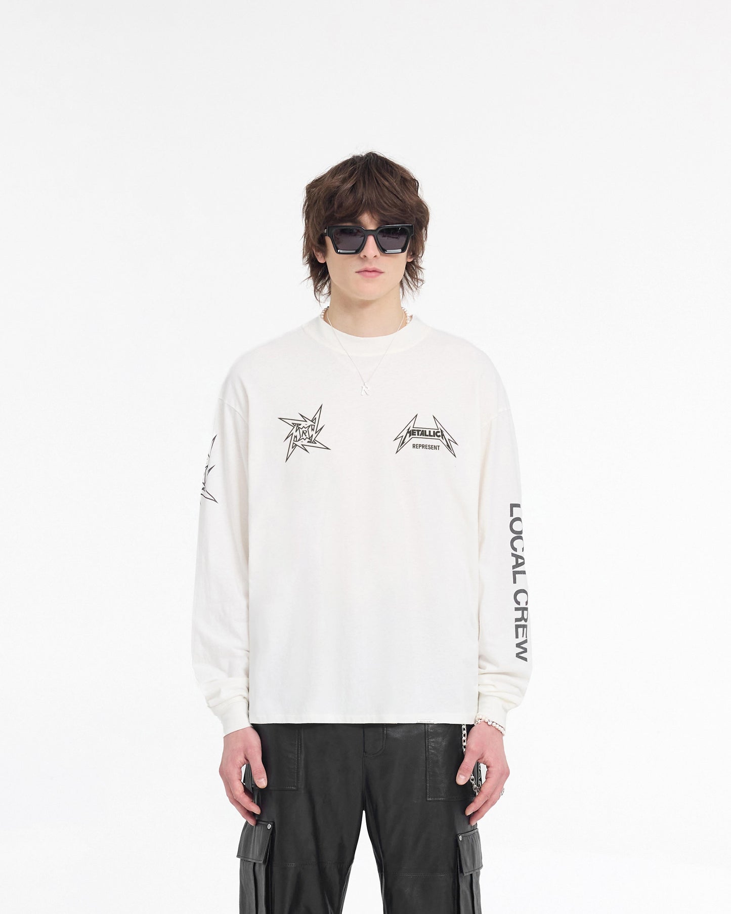Represent X Metallica Local Crew Long Sleeve T-Shirt - Flat White