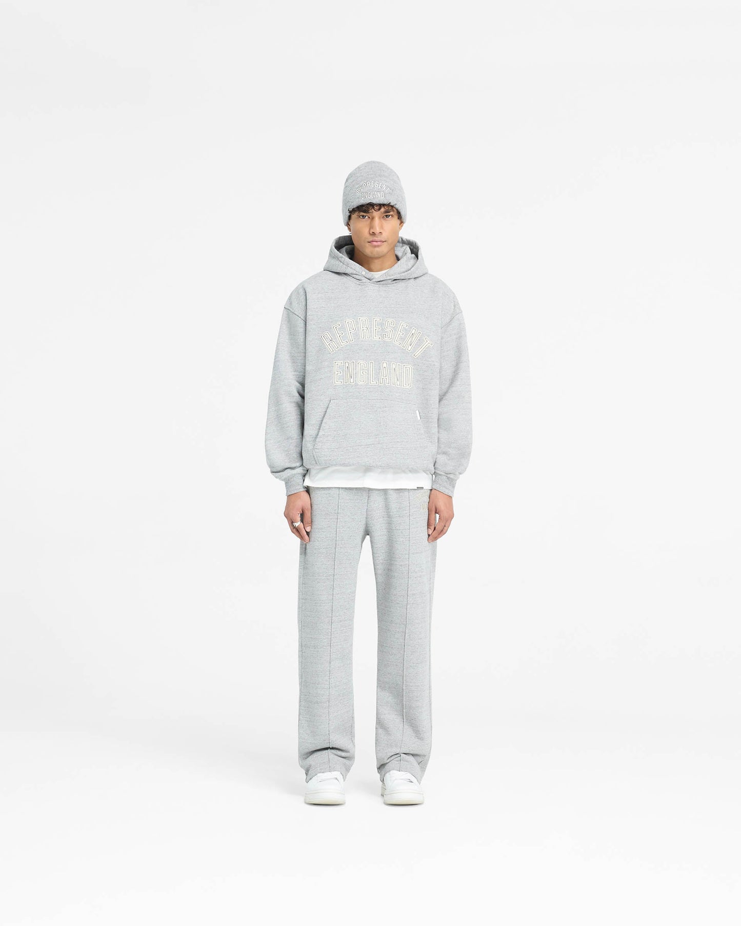 England Applique Hoodie - Grey Marl
