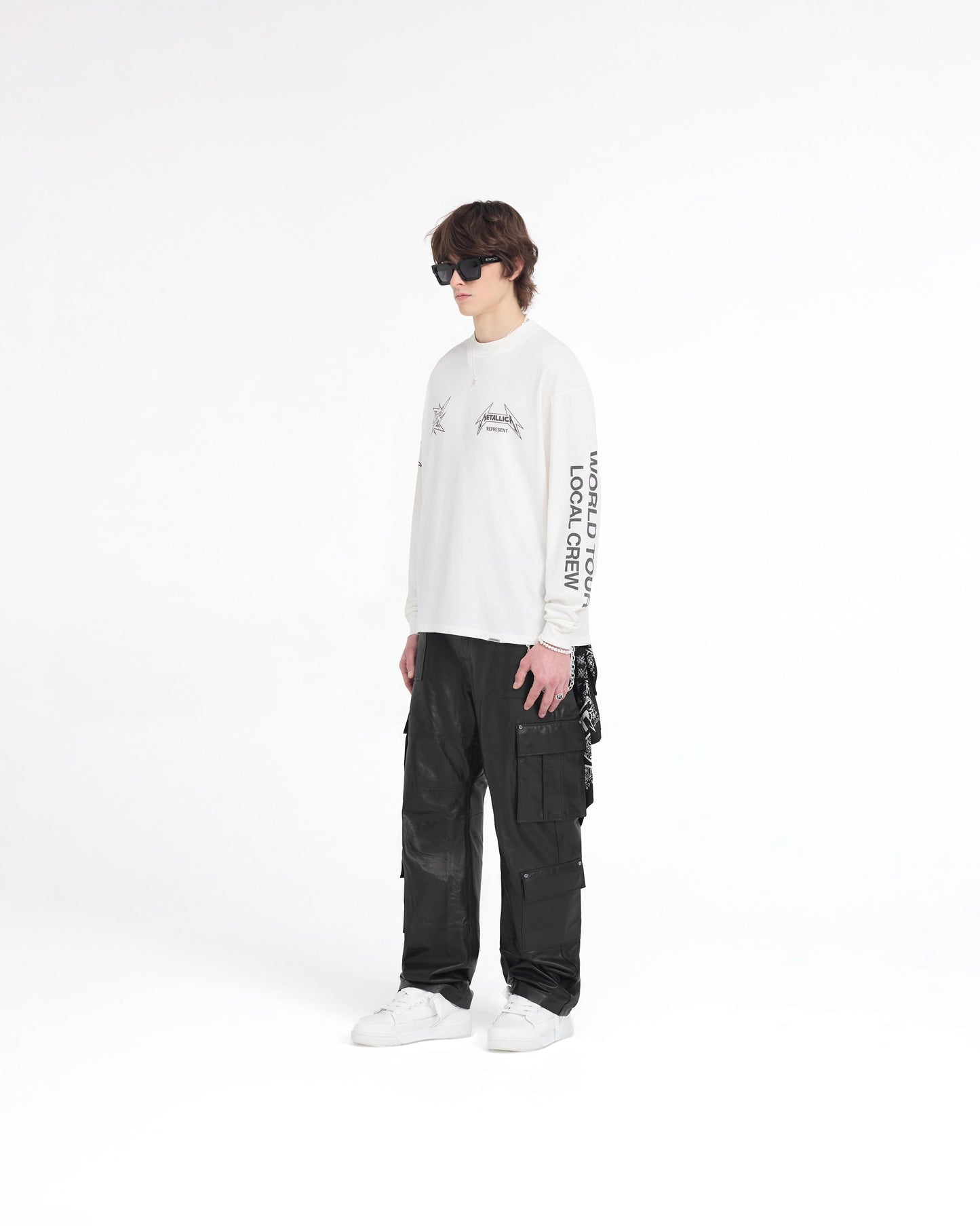 Represent X Metallica Local Crew Long Sleeve T-Shirt - Flat White
