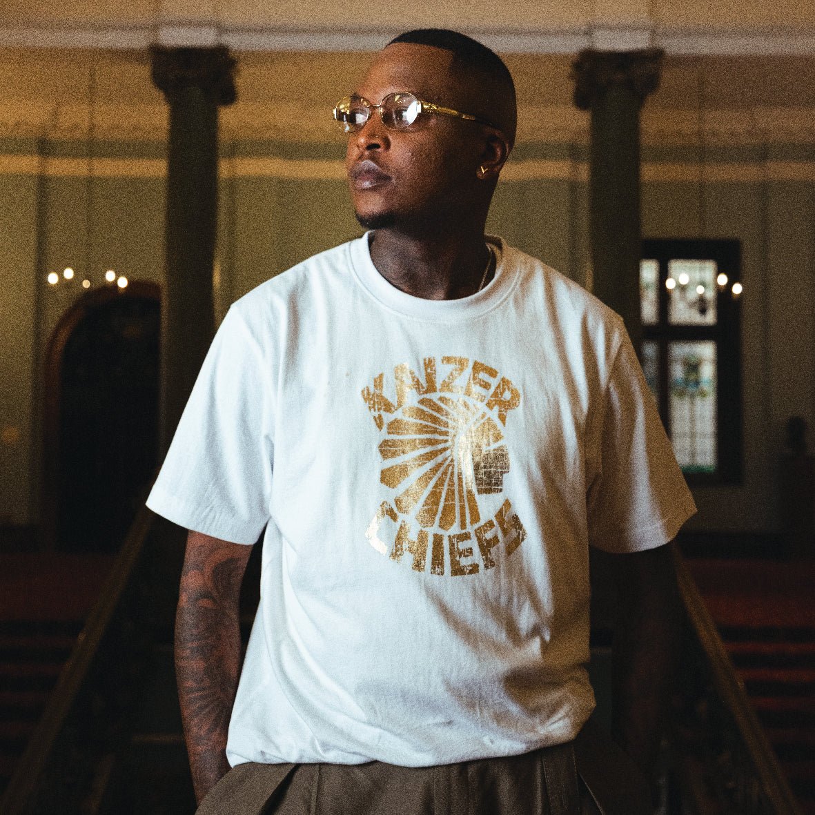 Kaizer Chiefs Vintage Regular Crew Tee-White