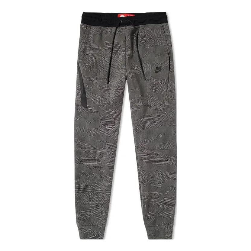 NIKE TECH FLEECE ALLOVER PRINT PANTS 'CARBON HEATHER BLACK' 836416-010