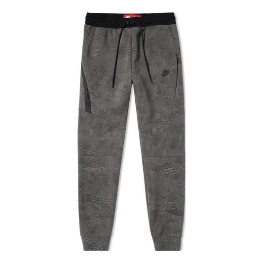 NIKE TECH FLEECE ALLOVER PRINT PANTS 'CARBON HEATHER BLACK' 836416-010