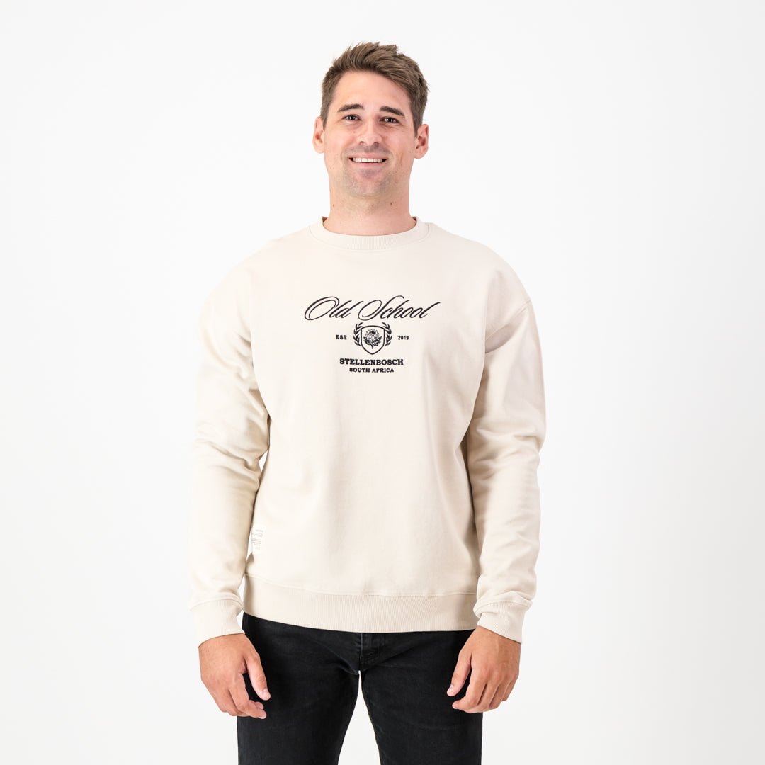 Old School Large Shield Crew Neck Sweat-Ivory