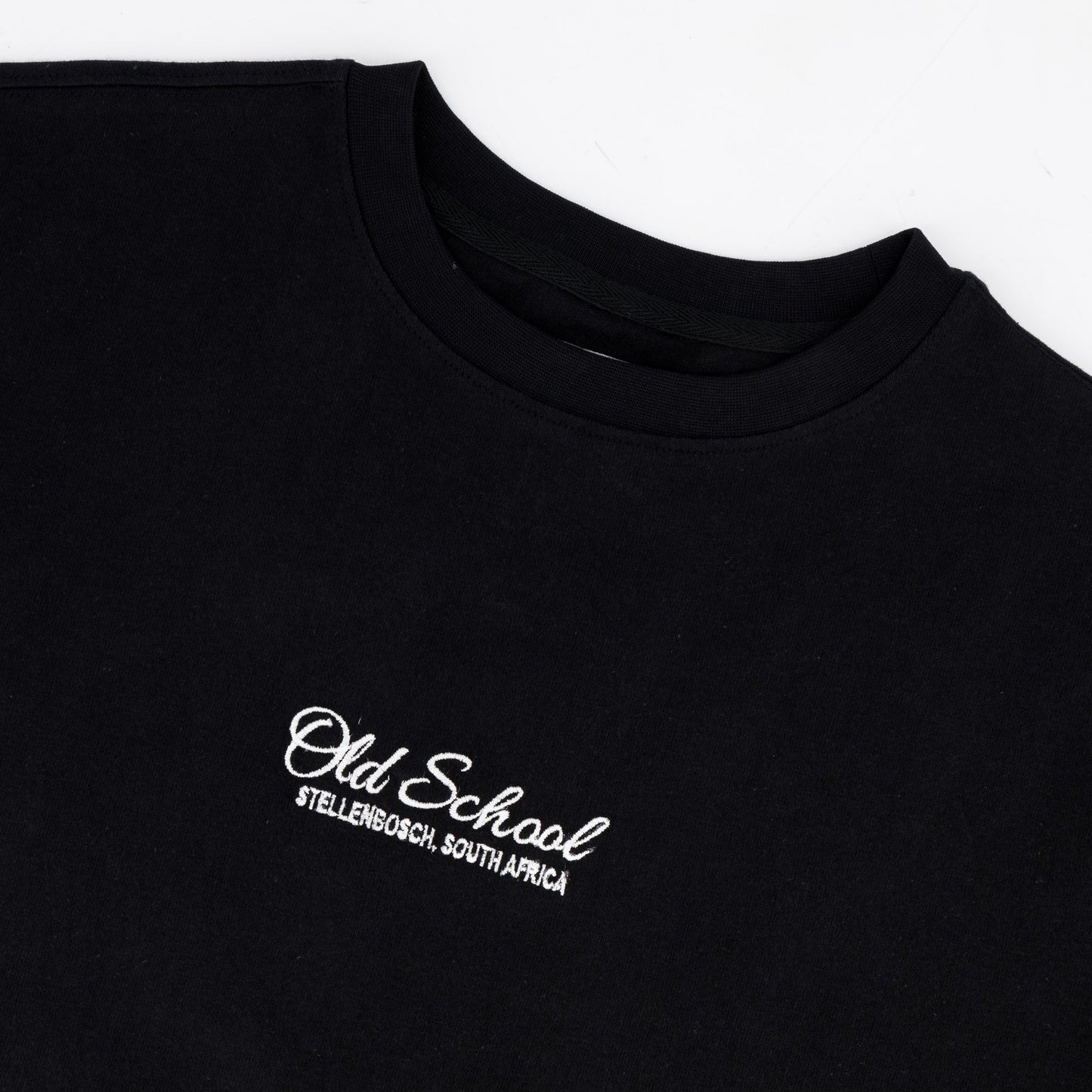 Old School Script Boxy Crew Tee-Black