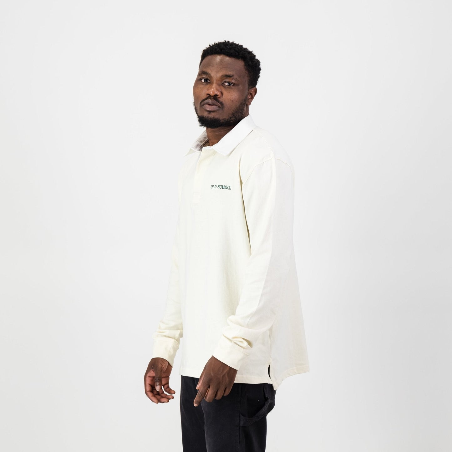 Old School Word OS LS Rugby Jersey-Ivory