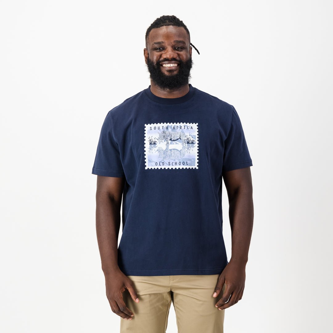 Old School Rhino Regular Crew Tee-Navy