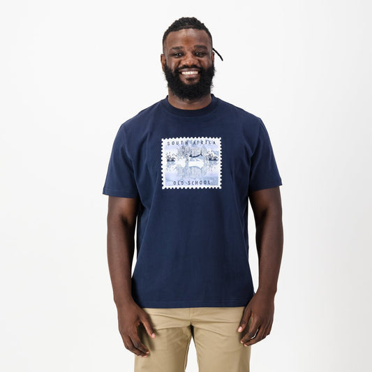 Old School Rhino Regular Crew Tee-Navy