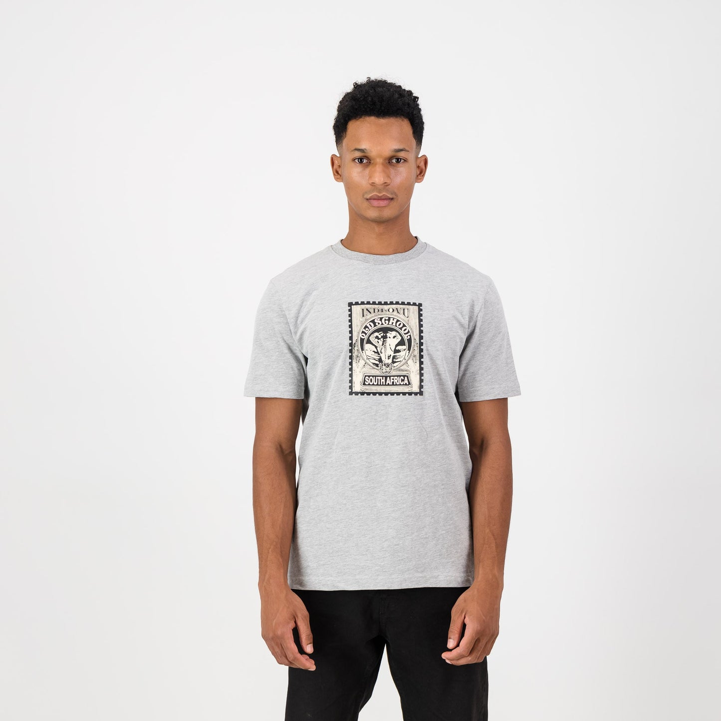 Old School Ellie Regular Crew Tee-LT Grey Melange