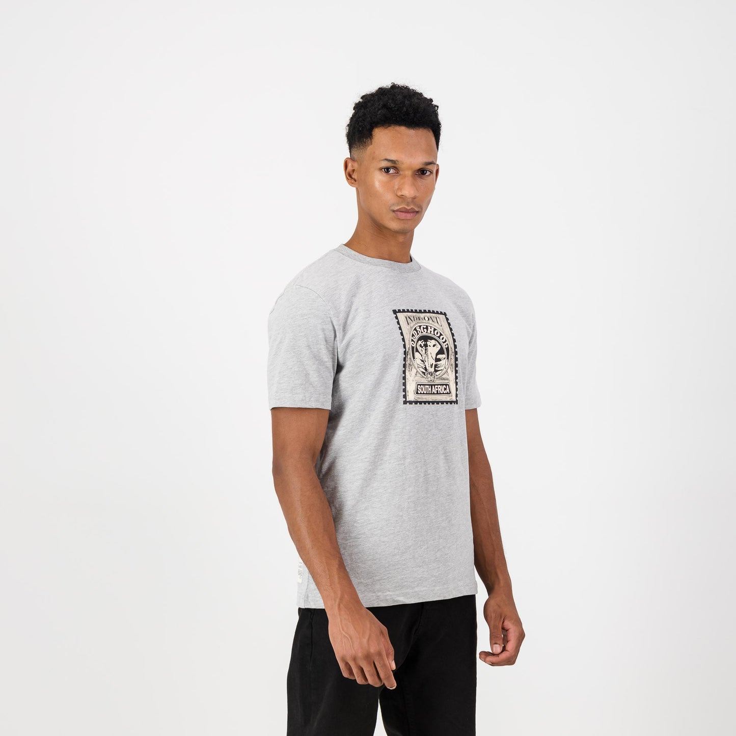 Old School Ellie Regular Crew Tee-LT Grey Melange