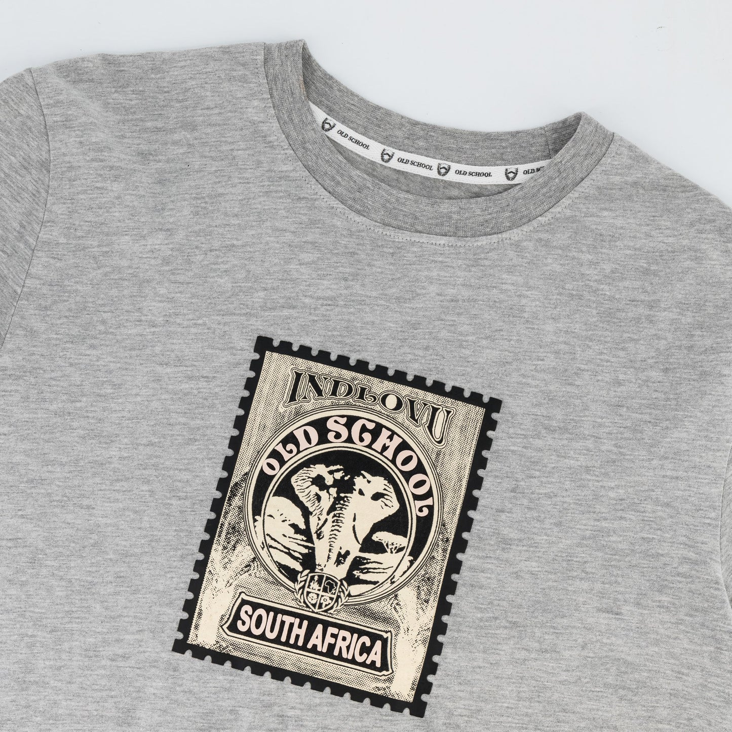 Old School Ellie Regular Crew Tee-LT Grey Melange