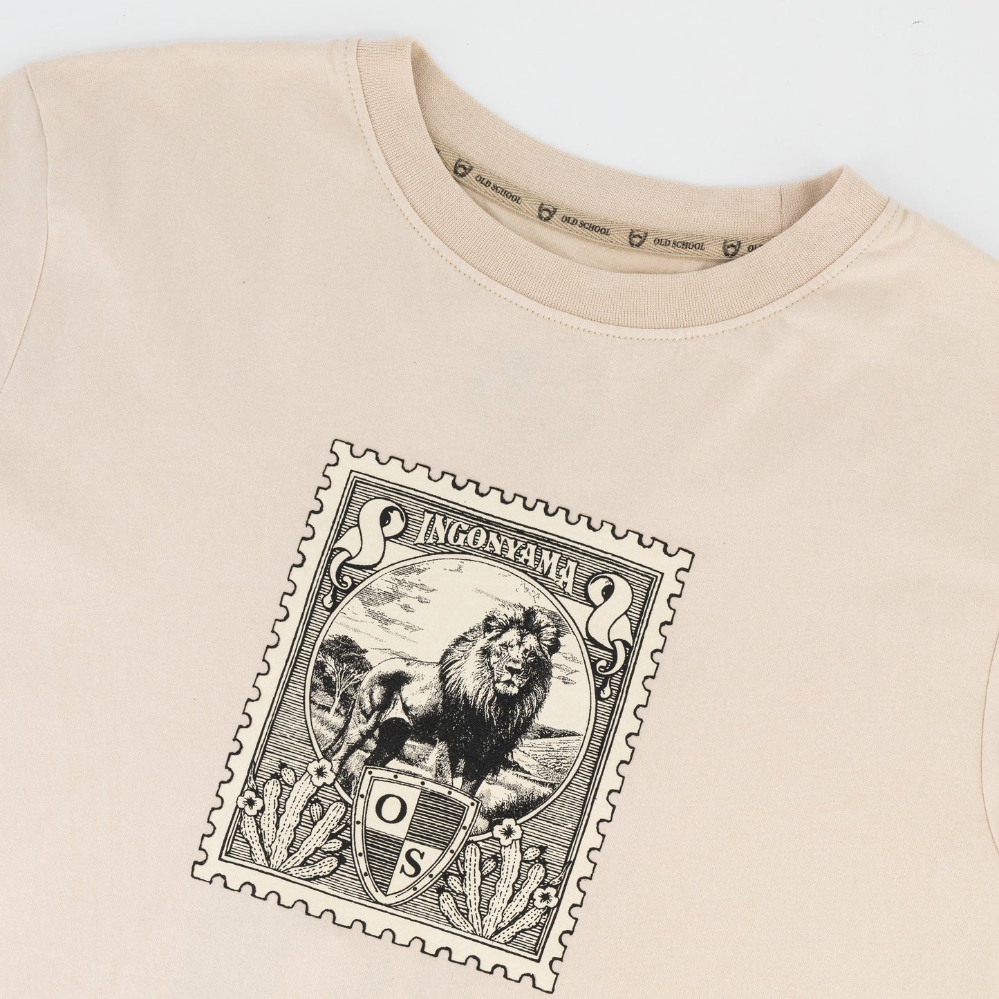 Old School Lion Regular Crew Tee-Ivory