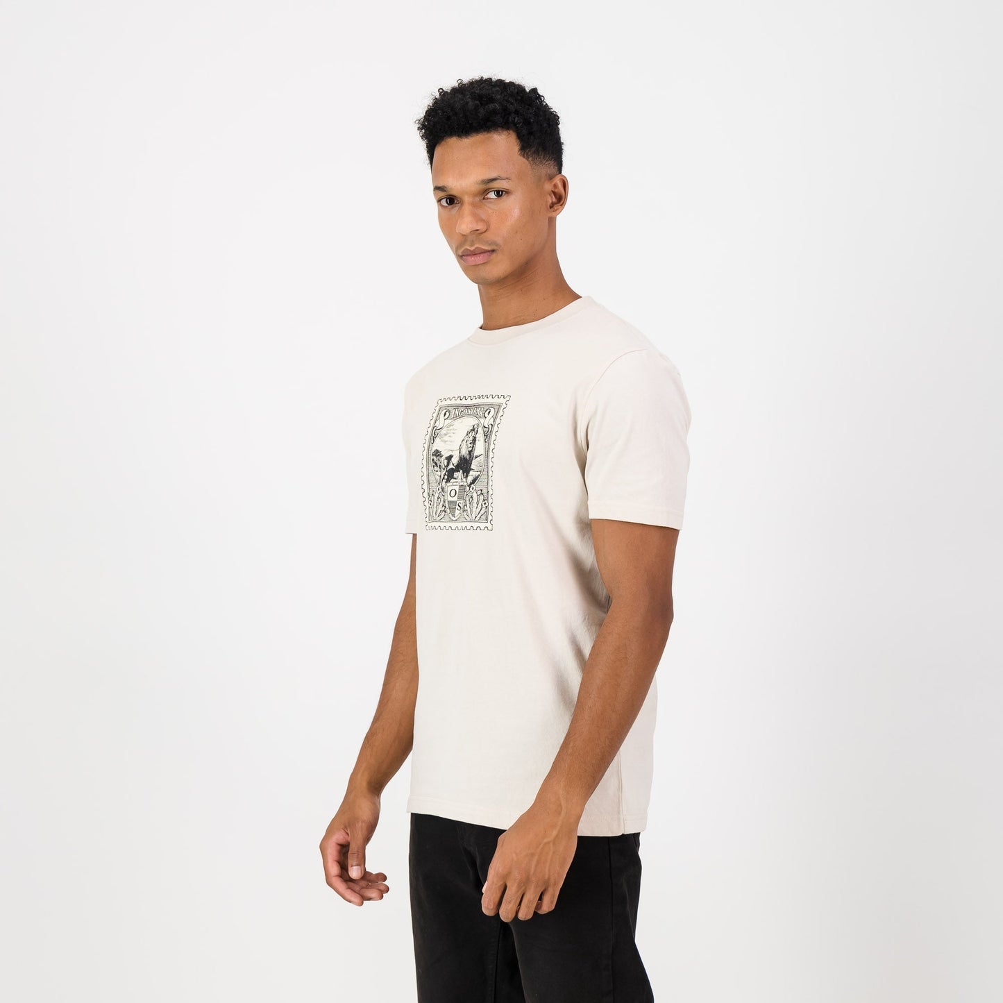Old School Lion Regular Crew Tee-Ivory