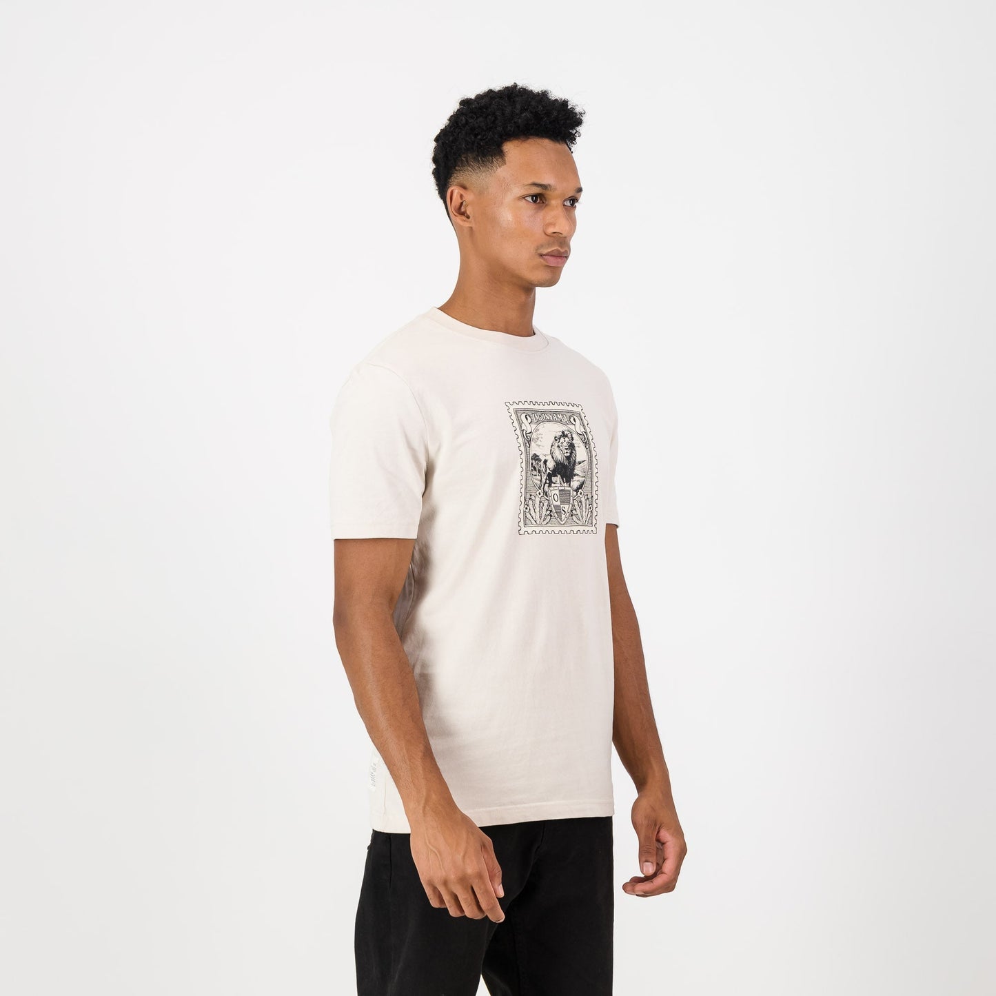 Old School Lion Regular Crew Tee-Ivory