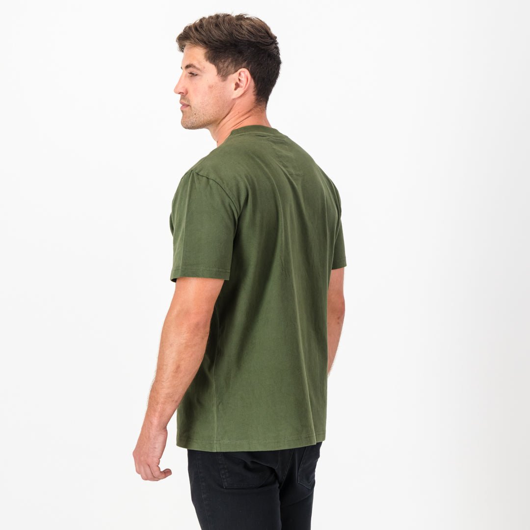 Old School Stellies Regular Crew Tee-LT Military Olive