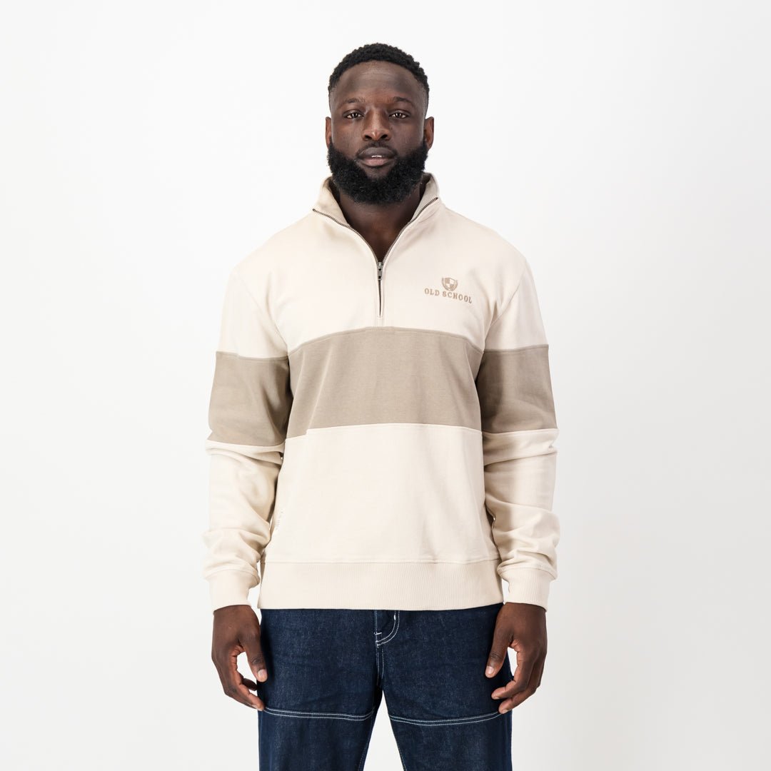 Old School Shield OS Quarter Zip Sweat-Ivory