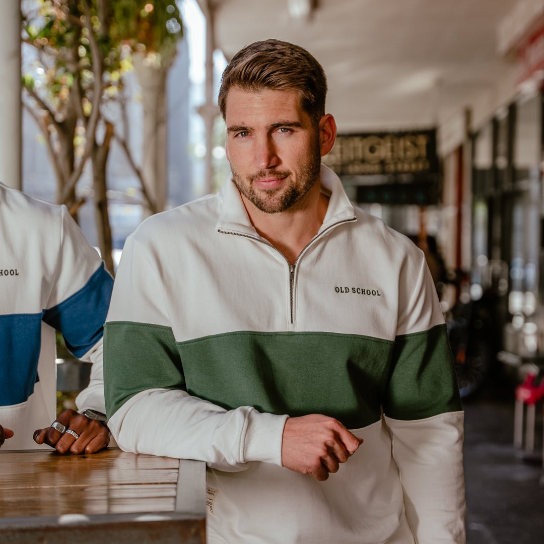 Old School Hoop Quarter Zip Sweat-OS Green