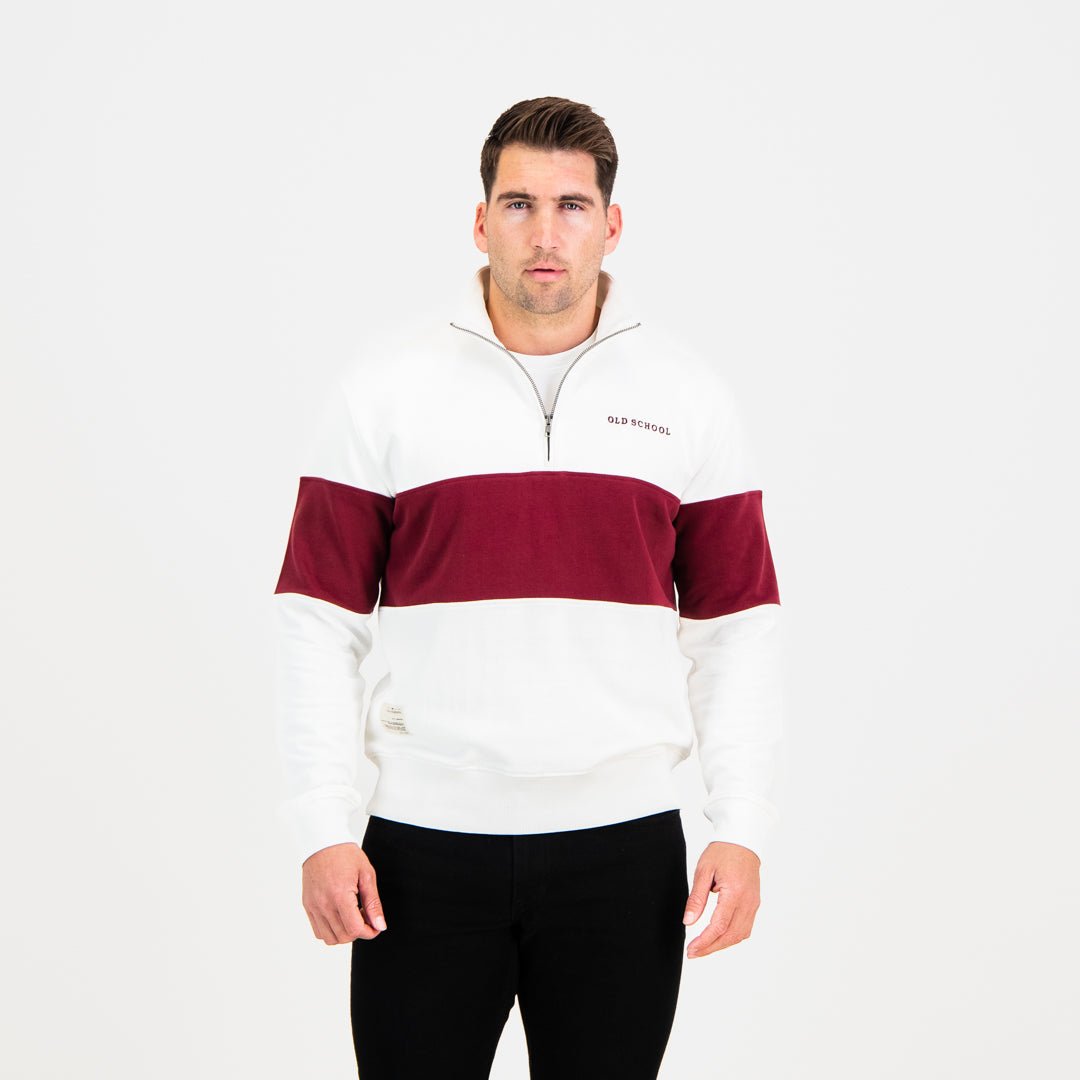 Old School Hoop Quarter Zip Sweat-Maroon