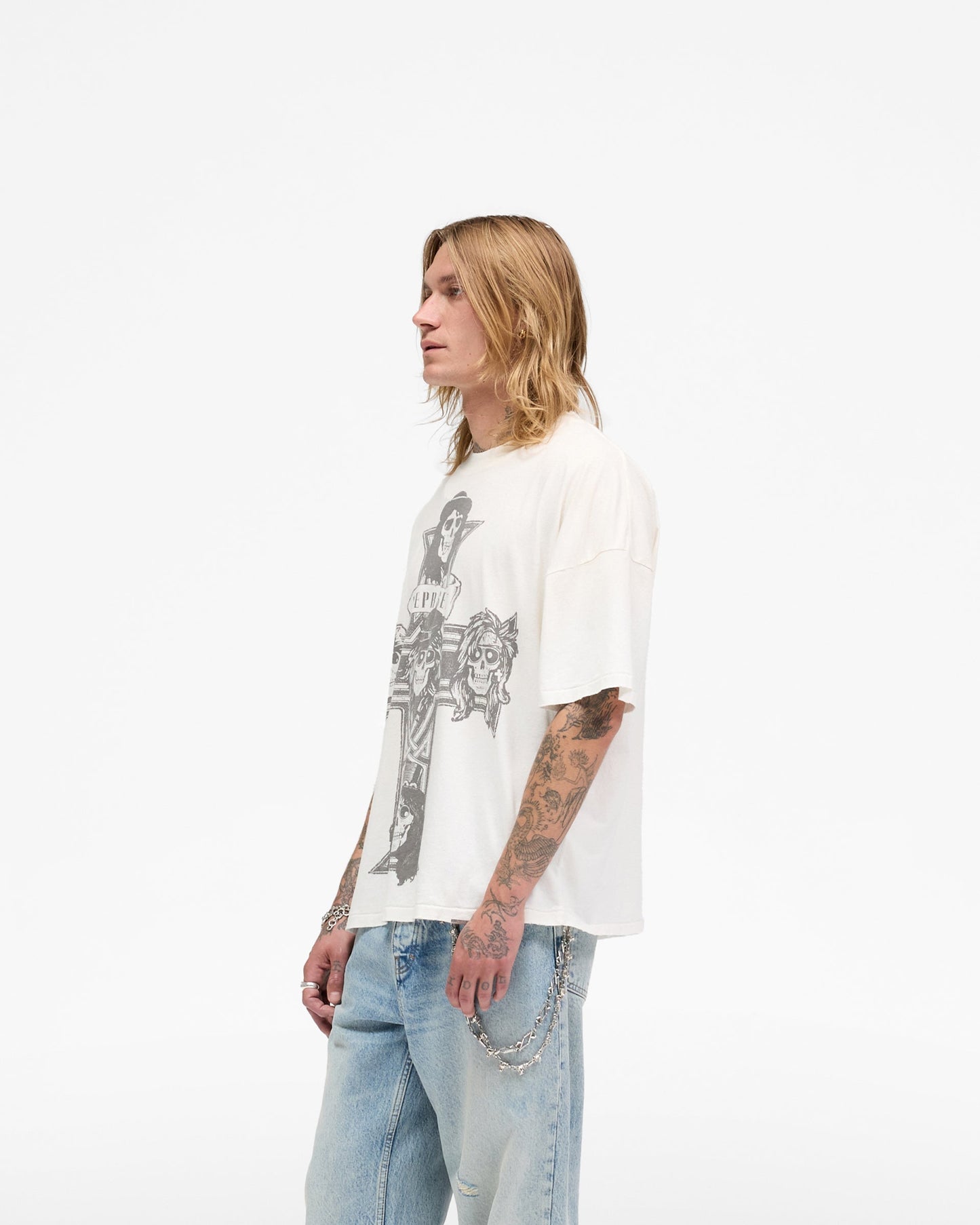 Represent X Guns N' Roses Cross T-Shirt - Washed Ecru