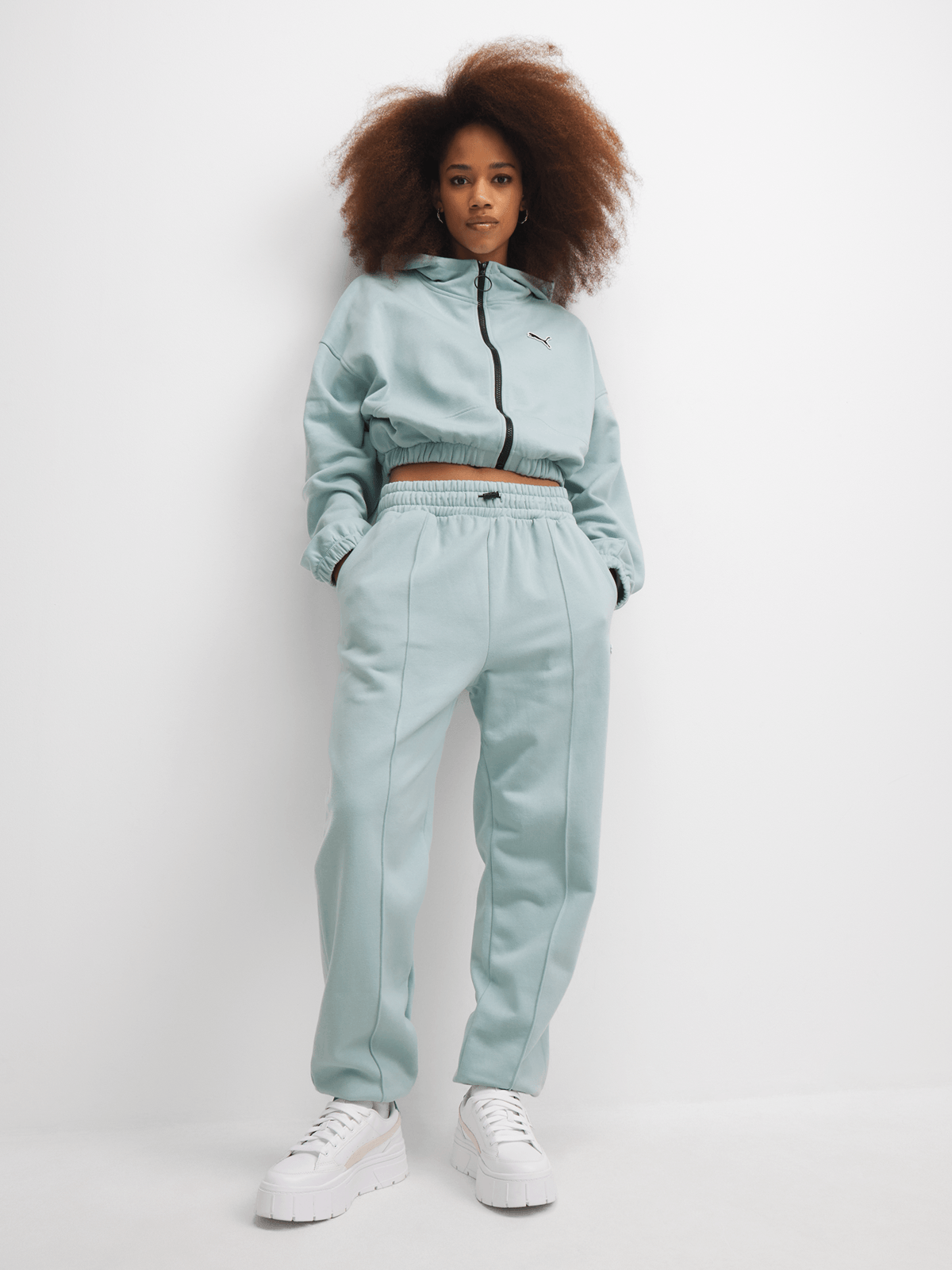 Puma Women's Green Batwing Straight Hem Hoodie