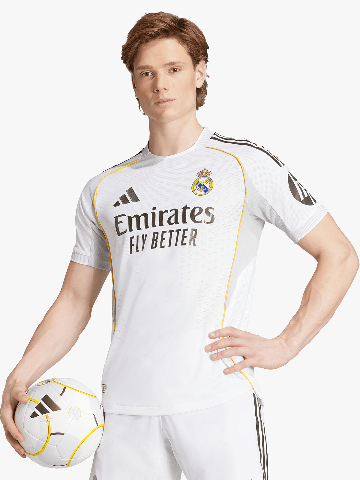 adidas Mens Real Madrid Home 25/26 White Authentic Jersey