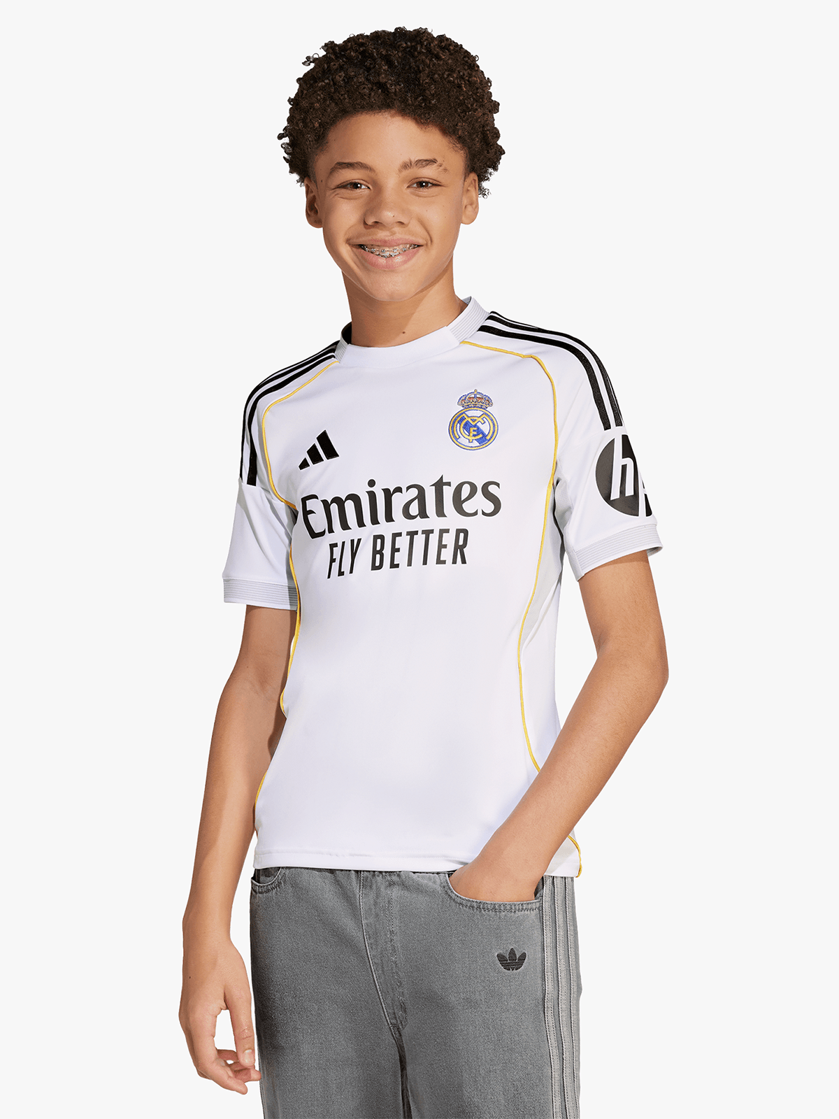 adidas Youth Real Madrid Home 25/26 White Stadium Jersey