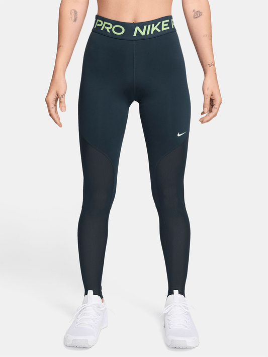 Nike Pro Womens Mesh-Paneled Armoury Navy/Volt/White Leggings