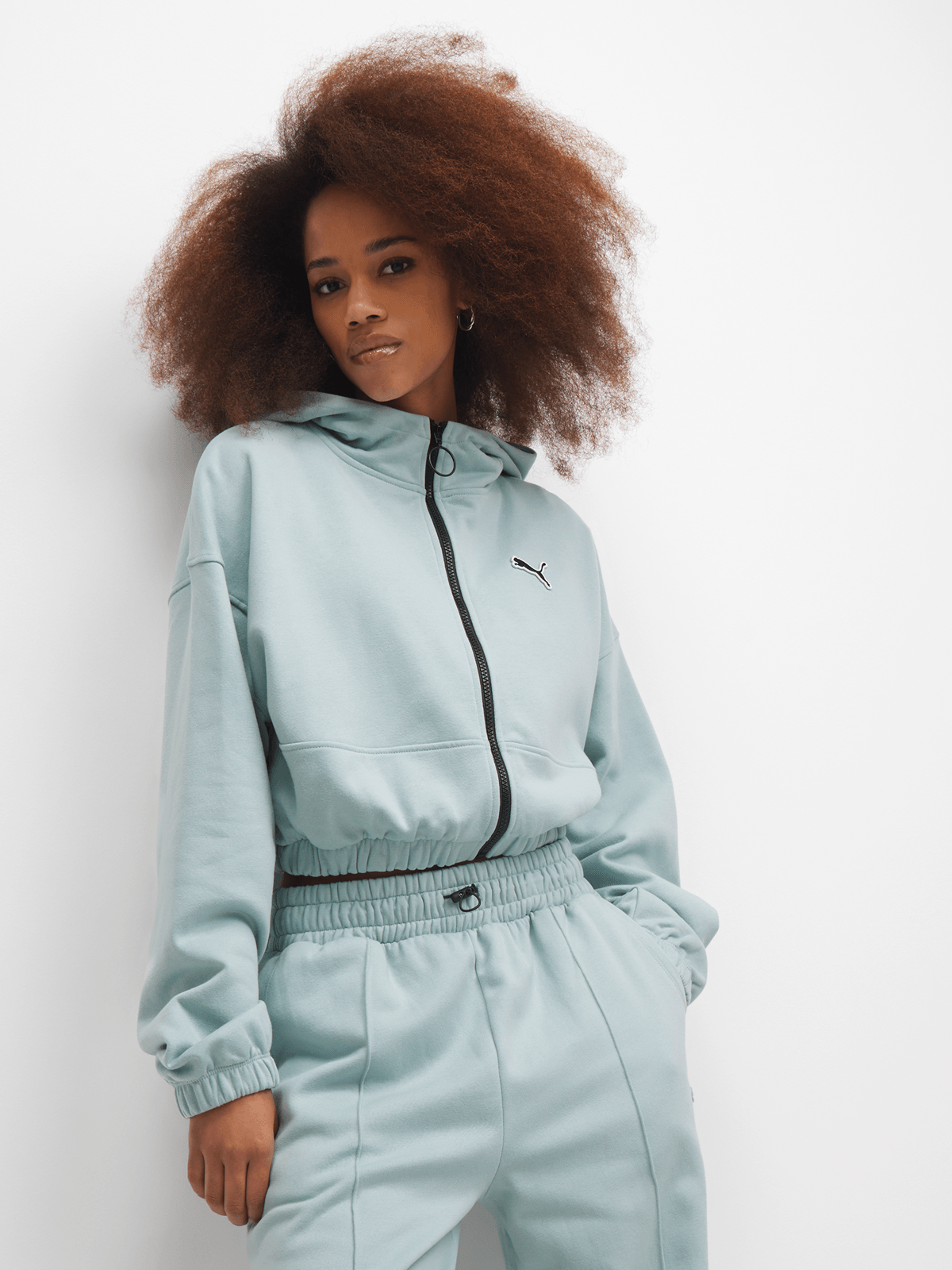 Puma Women's Green Batwing Straight Hem Hoodie