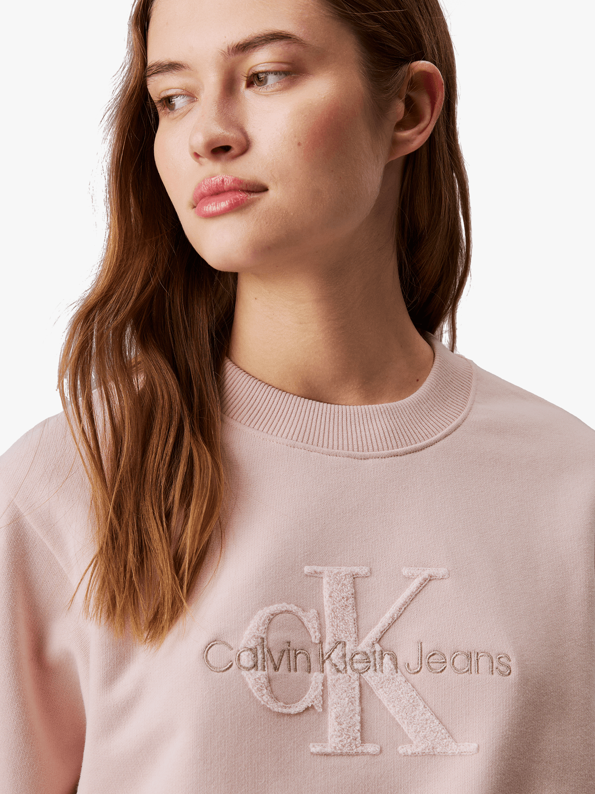 Women's Calvin Klein Peach Chenille Monologo Sweater