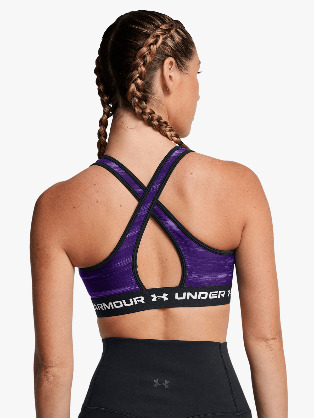 Under Armour® Womens Mid Crossback Printed Purple Sports Bra