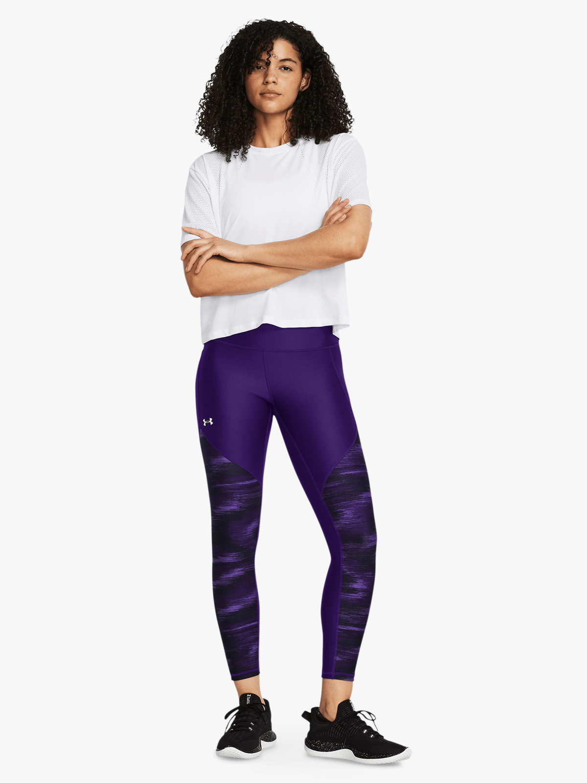 Under Armour Womens Tech™ Printed Panel Ankle Purple Leggings