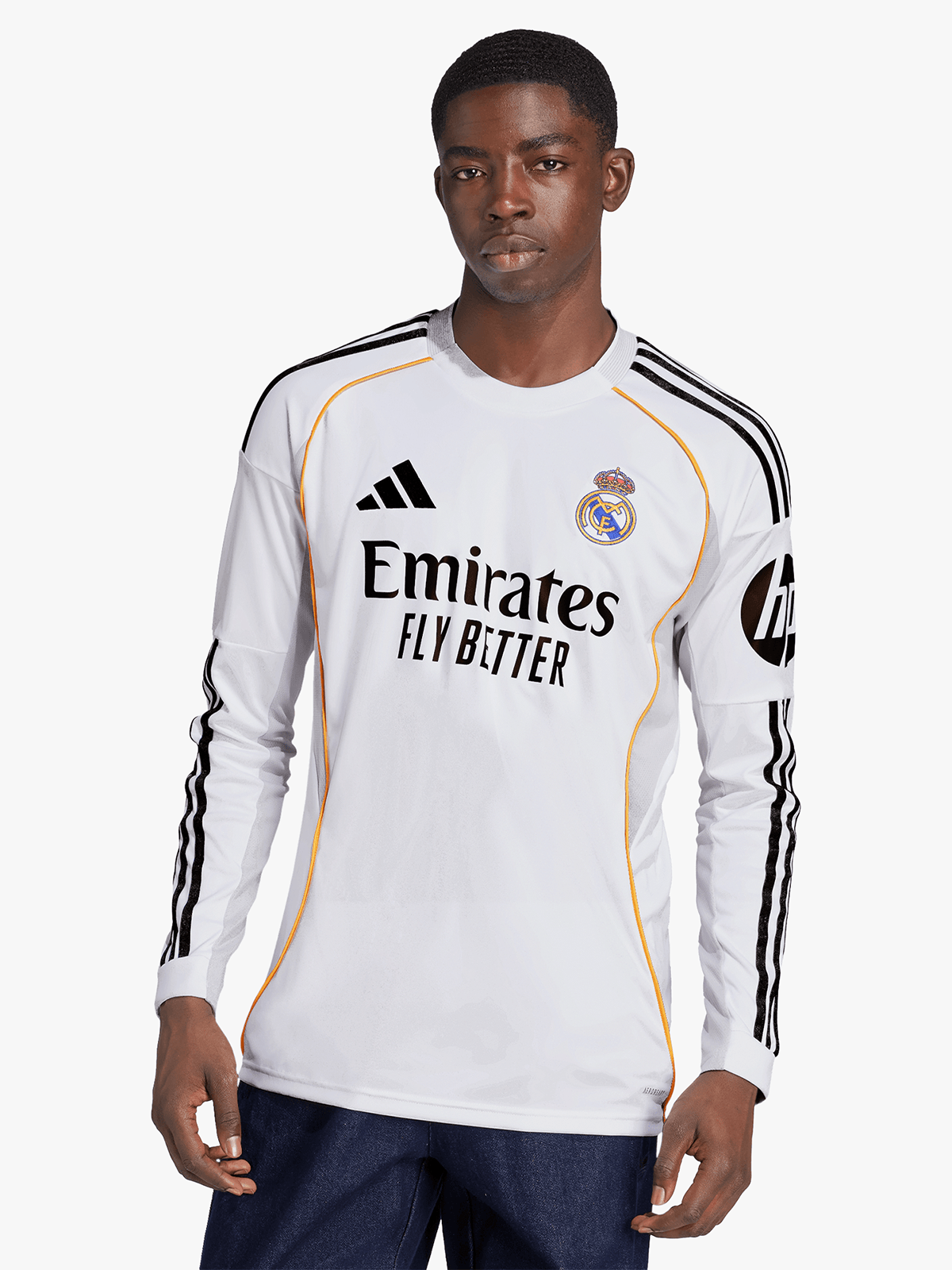adidas Mens Real Madrid Home 25/26 Long Sleeve White Stadium Jersey