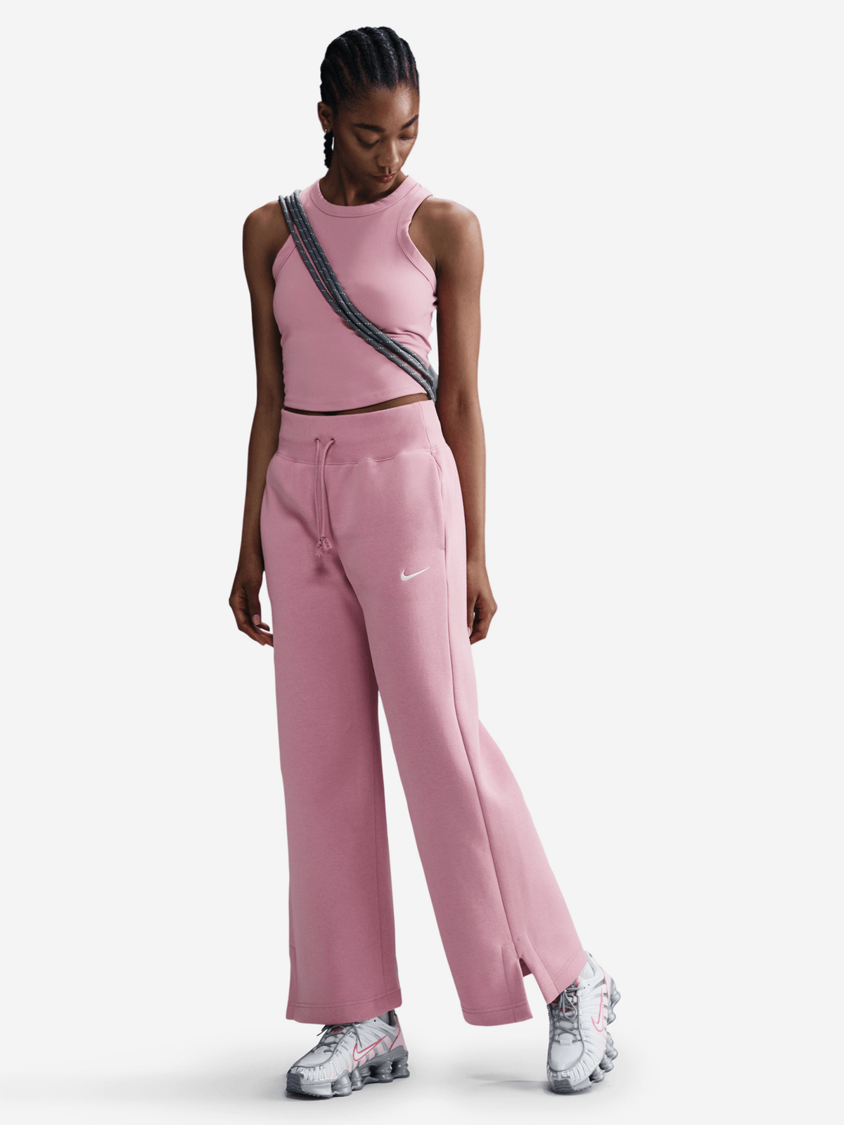 Nike Womens Sportswear Phoenix Fleece Pink Wide Leg Pants