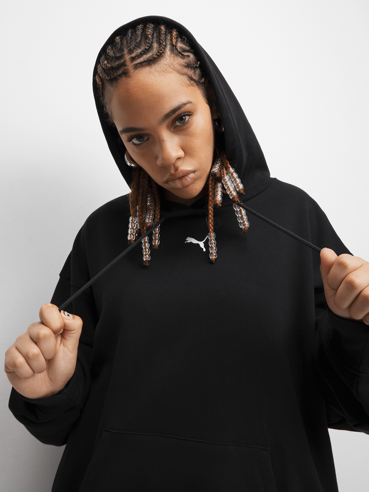Puma Women's Puma Tattoo Graphic Black Oversized Hoodie