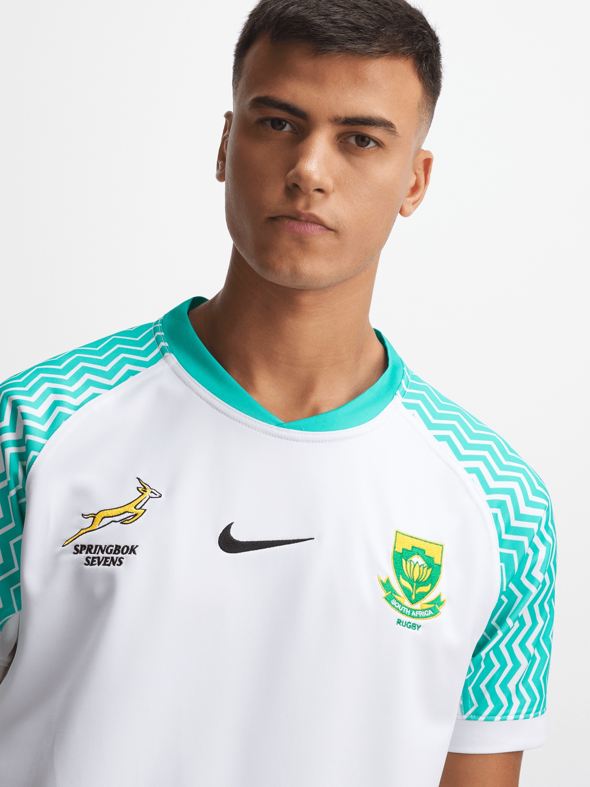 Nike Mens Springbok 7's White Away Stadium Jersey 2024