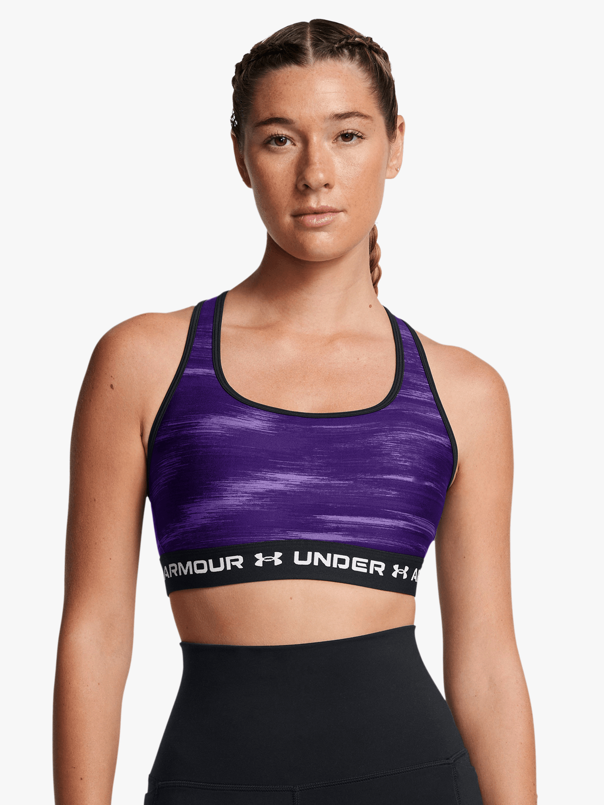 Under Armour® Womens Mid Crossback Printed Purple Sports Bra