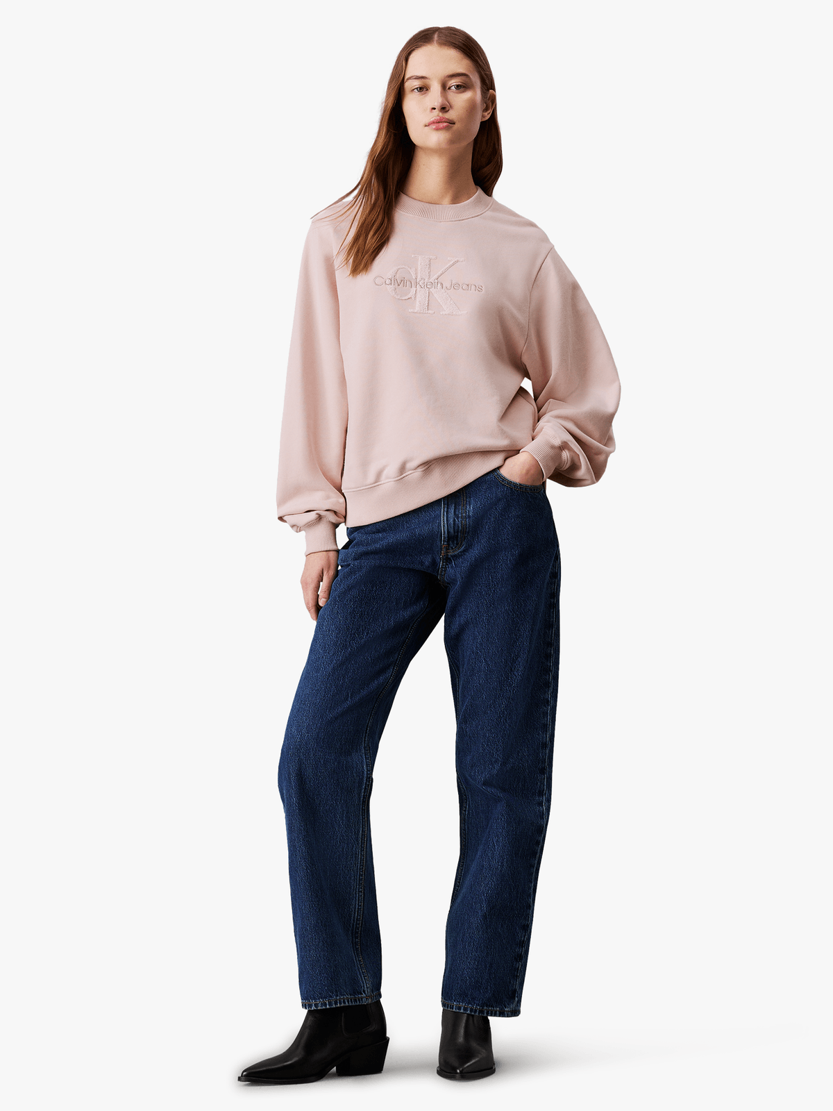 Women's Calvin Klein Peach Chenille Monologo Sweater