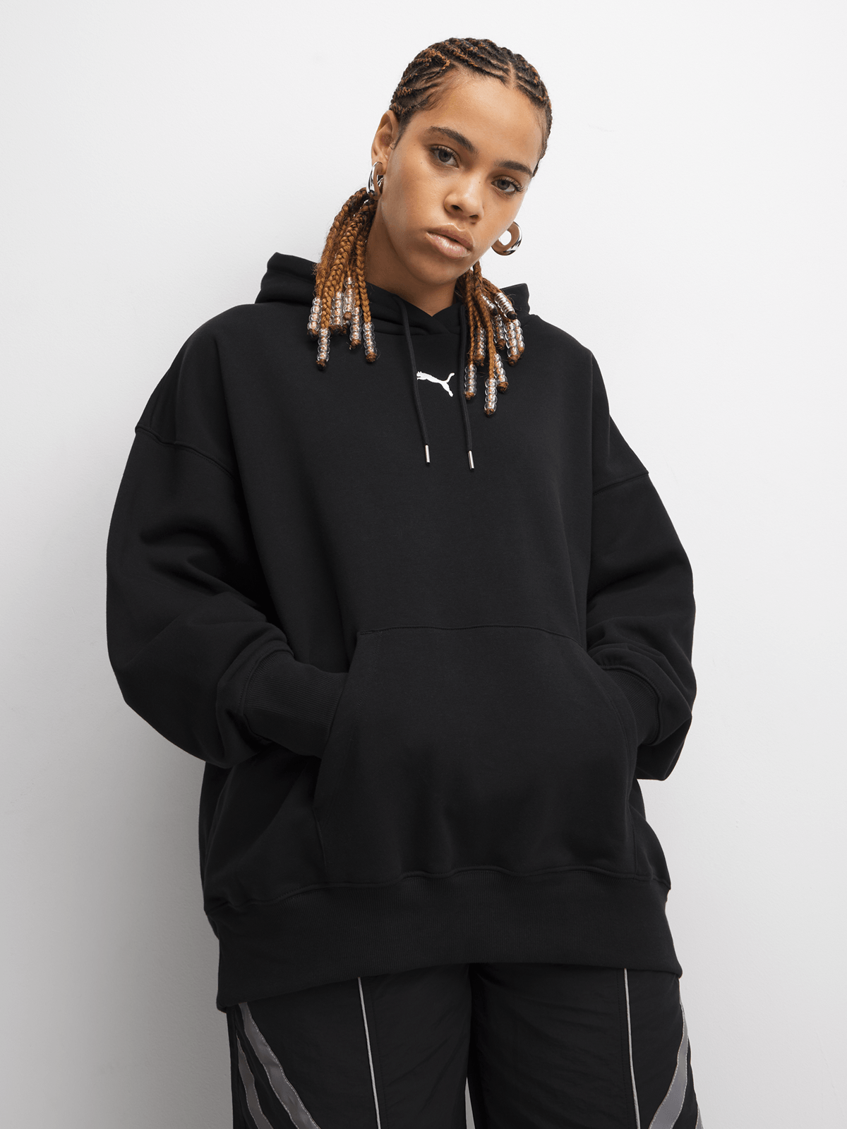 Puma Women's Puma Tattoo Graphic Black Oversized Hoodie
