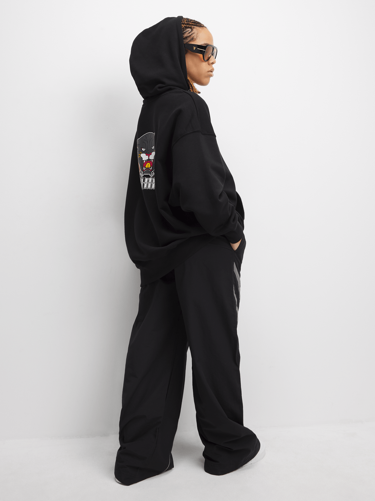 Puma Women's Puma Tattoo Graphic Black Oversized Hoodie