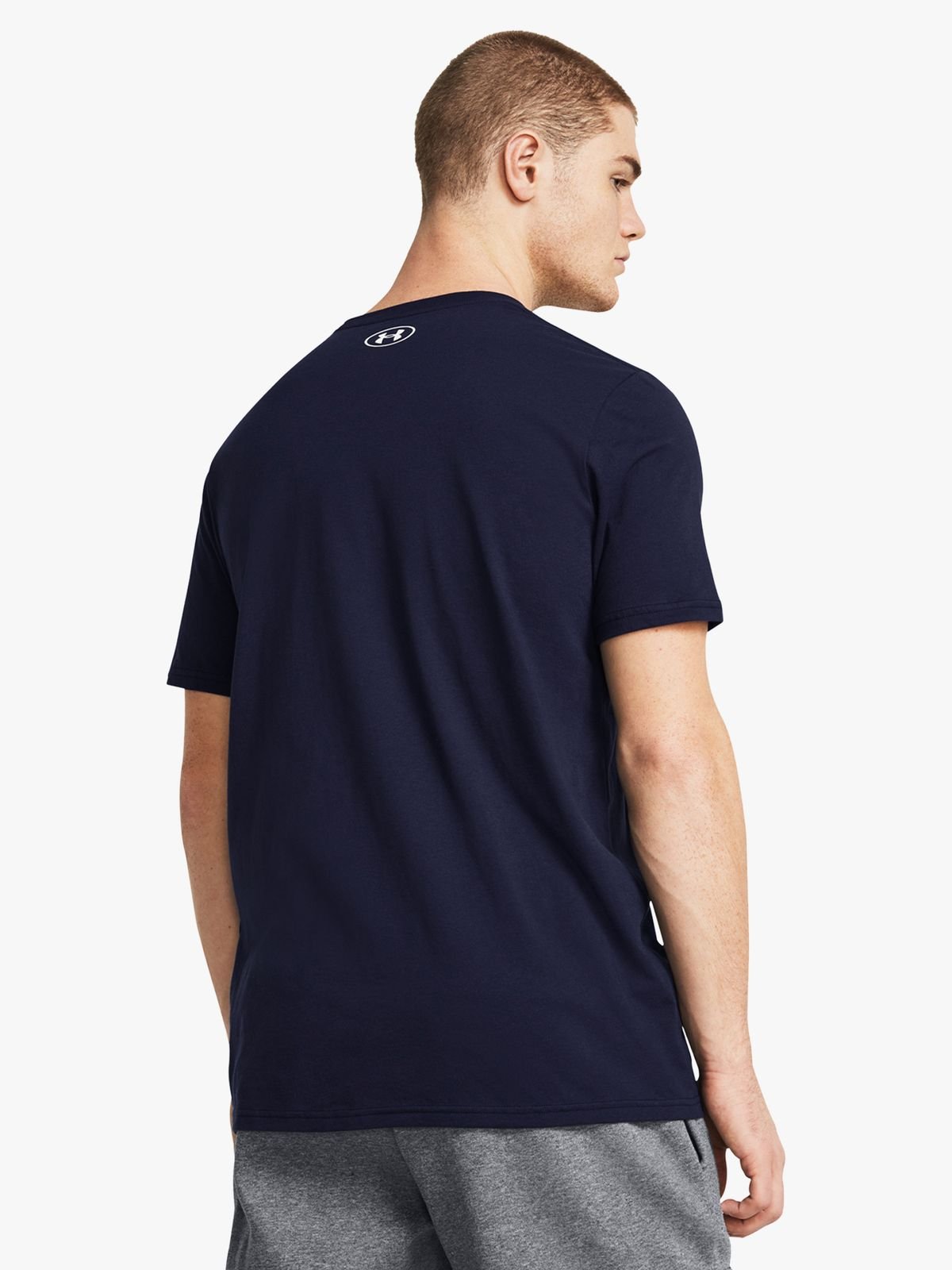 Mens Under Armour Camo Chest Stripe Navy Short Sleeve Tee