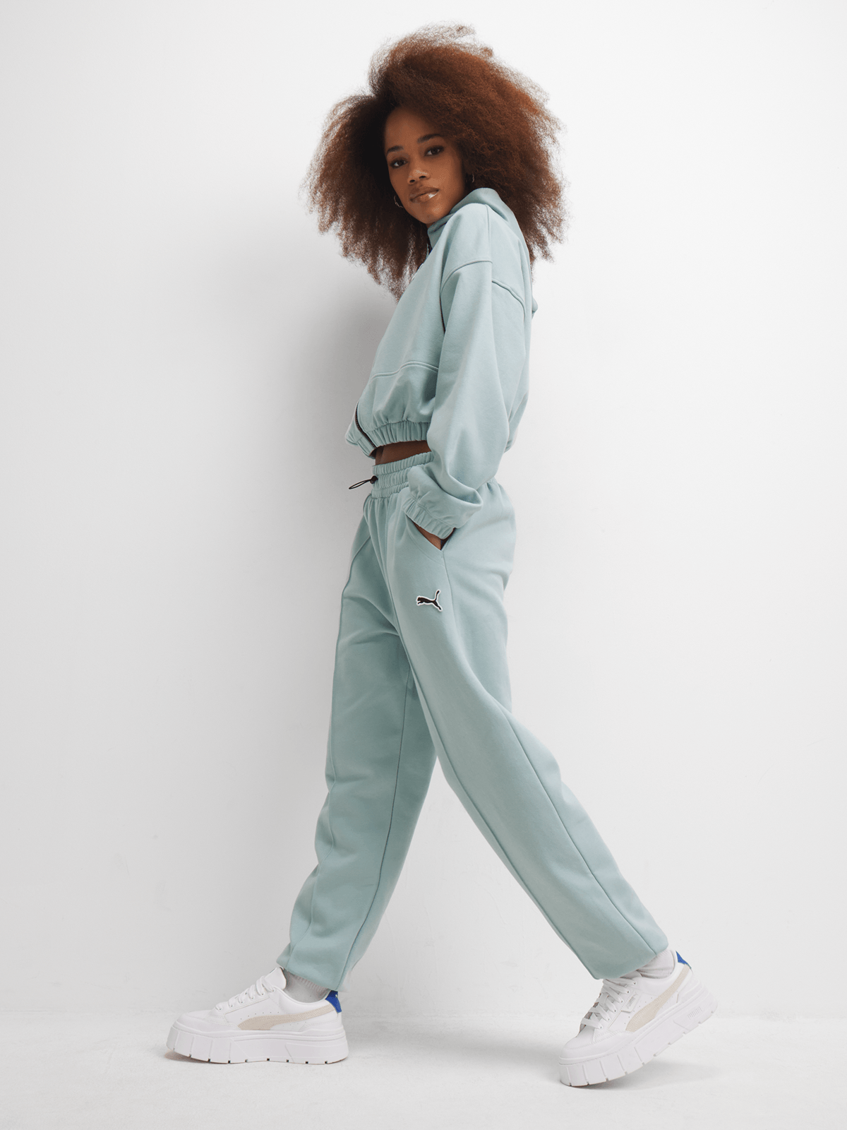 Puma Women's Green Pintuck Cuffed Sweatpants