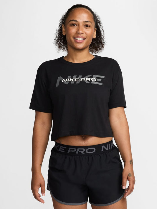 Nike Pro Womens Black Short Sleeve Cropped Tee