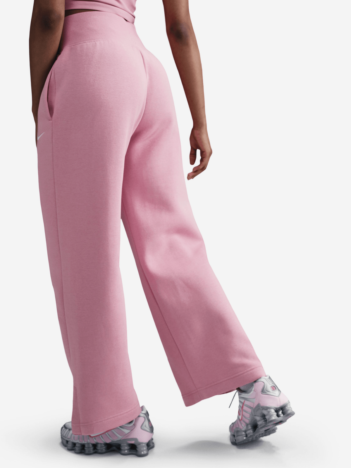 Nike Womens Sportswear Phoenix Fleece Pink Wide Leg Pants