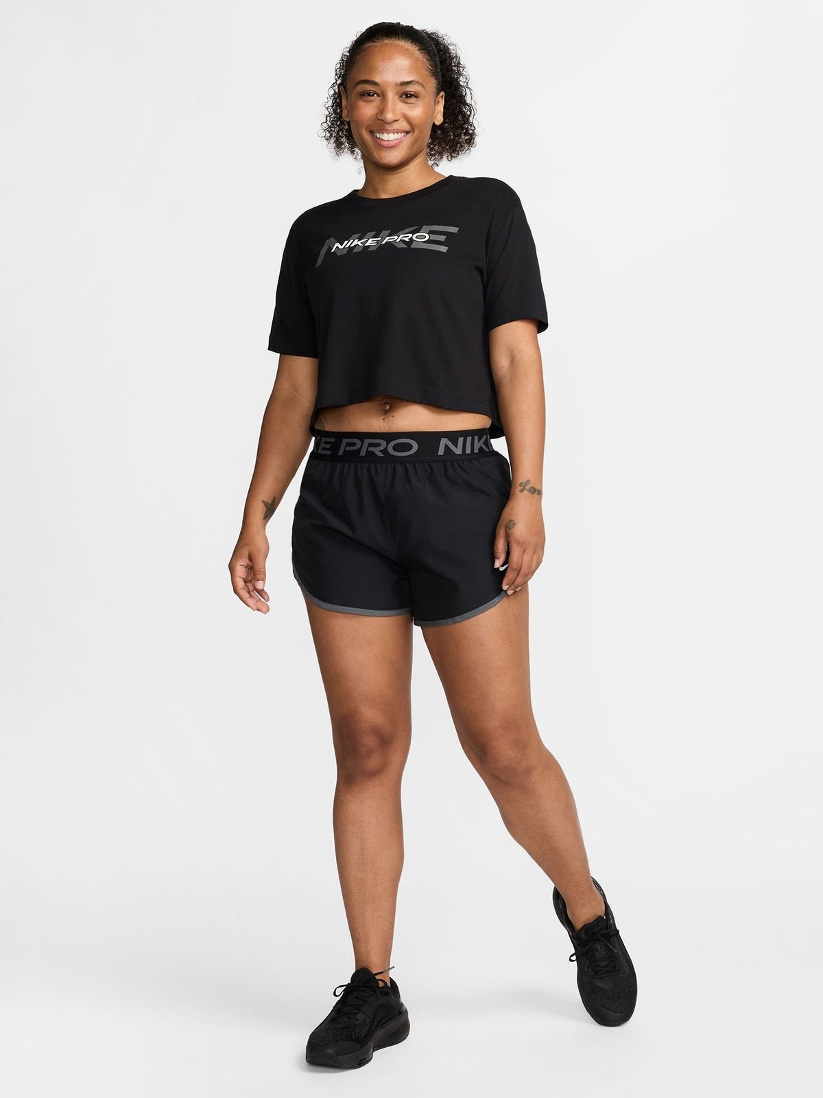 Nike Pro Womens Black Short Sleeve Cropped Tee