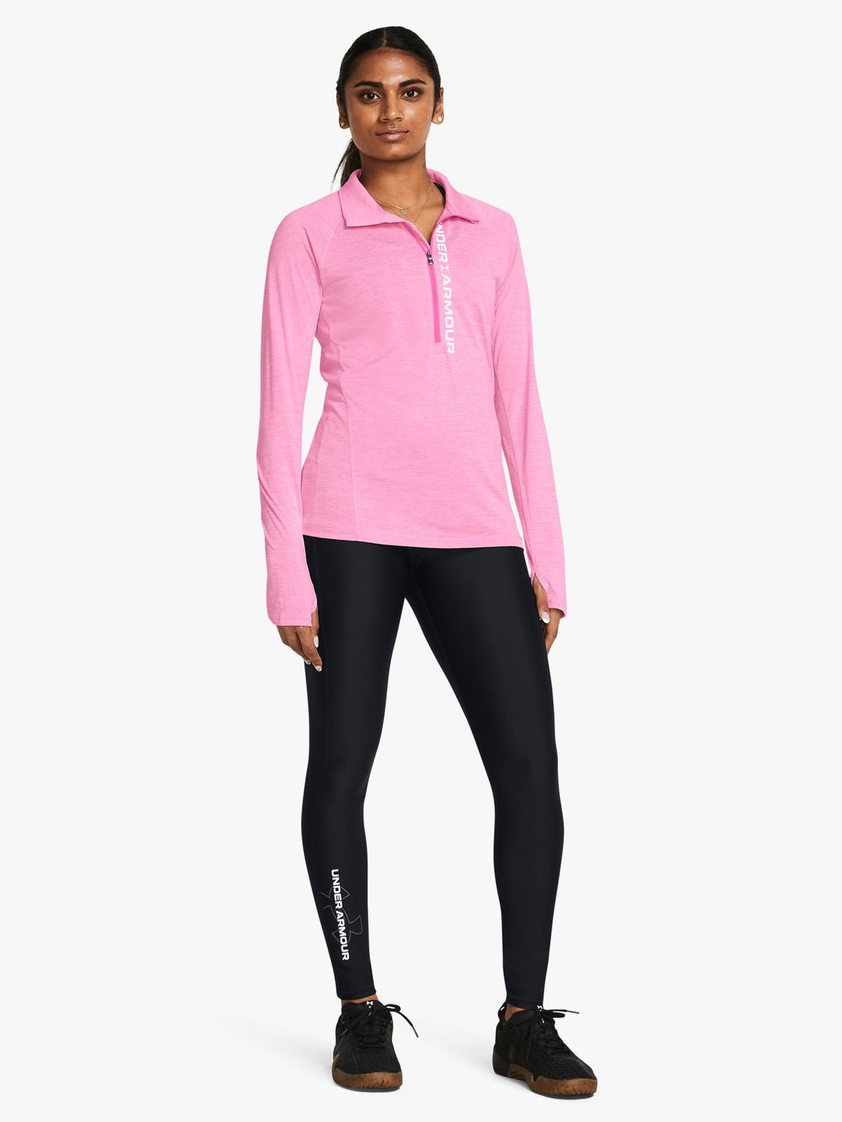 Under Armour Womens Tech Branded Black Tights