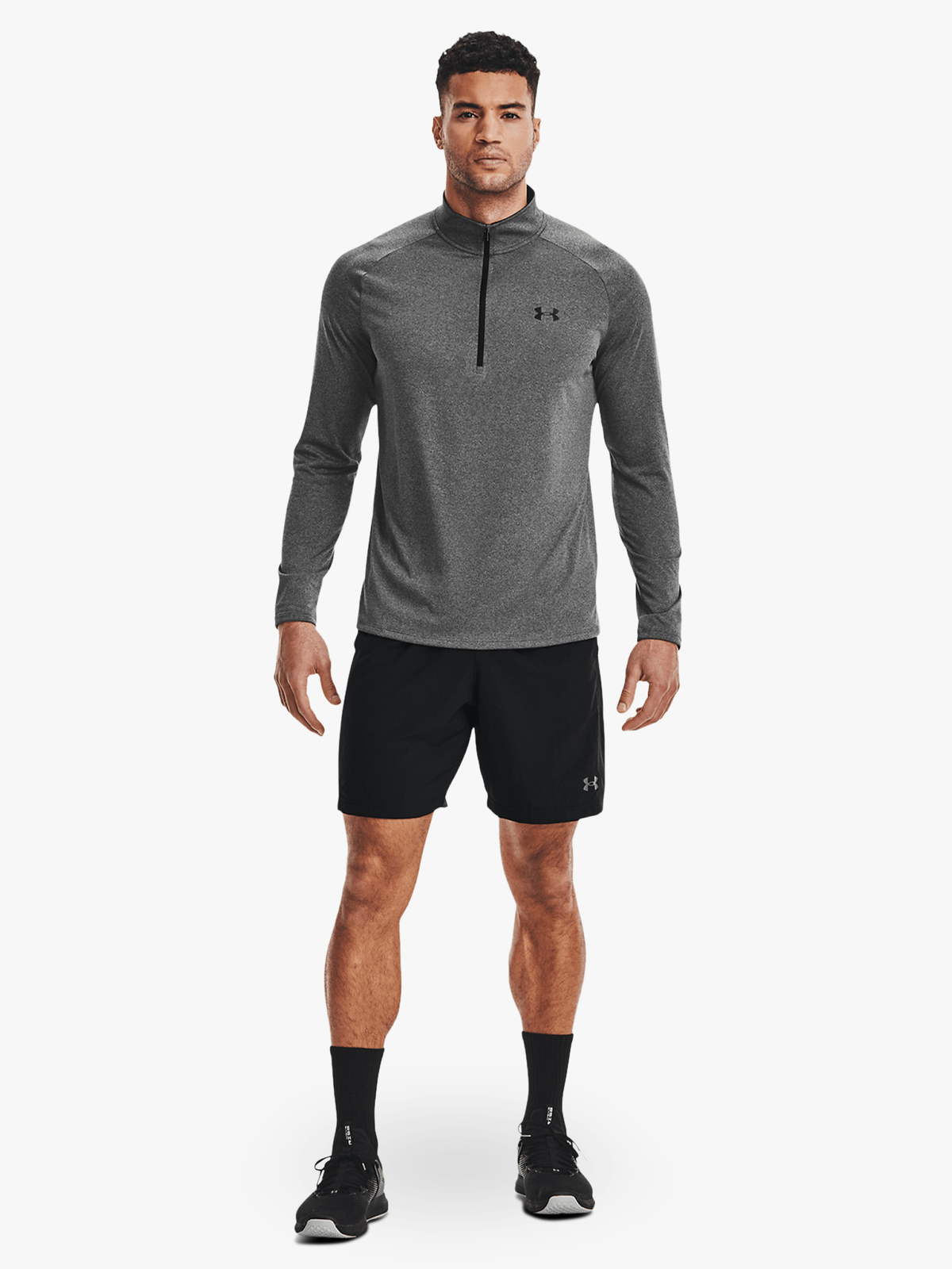 Under Armour Mens Tech™ 1/2 Zip Long Sleeve Grey Top