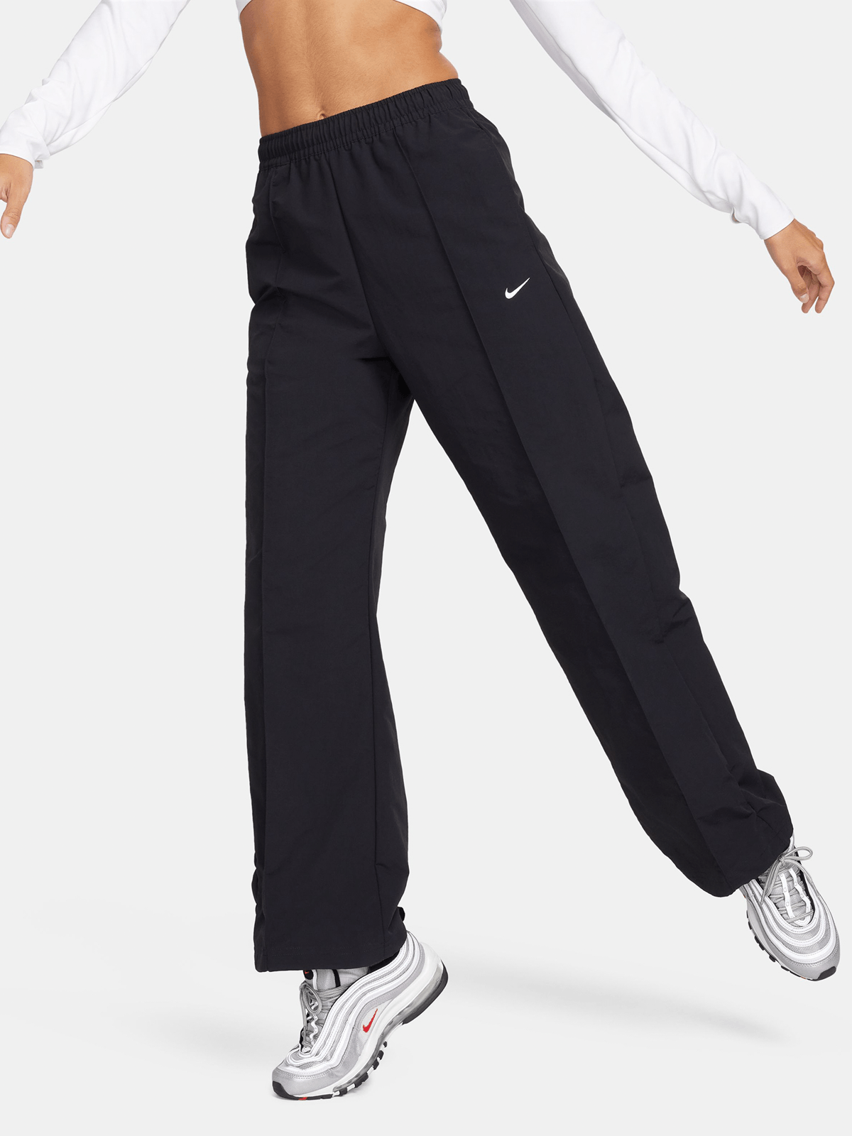 Nike Womens Sportswear Open-Hem Black Pants
