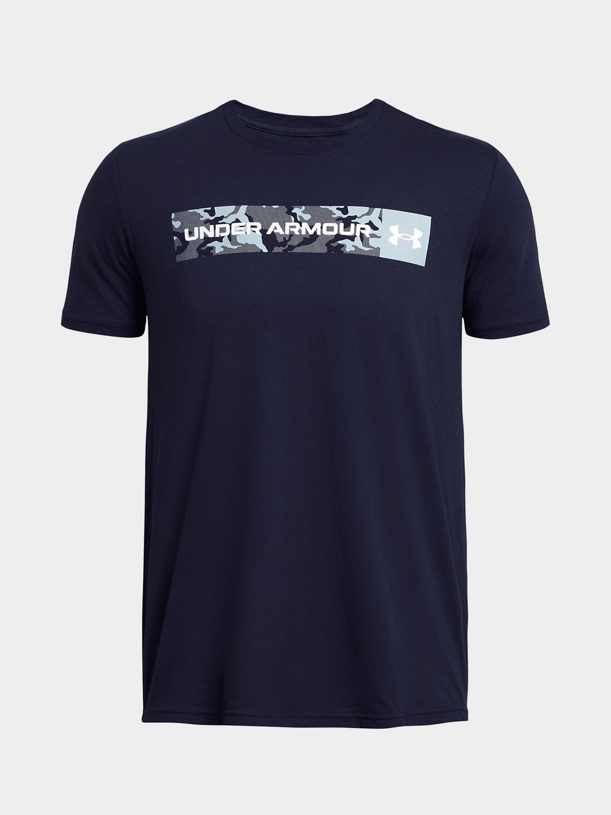 Mens Under Armour Camo Chest Stripe Navy Short Sleeve Tee