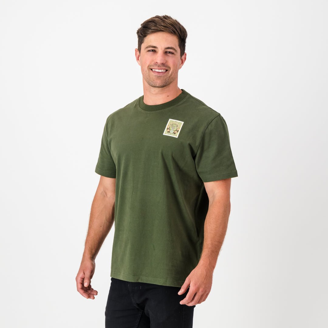 SA Supporters Stamp Reg Crew Tee-Military Olive